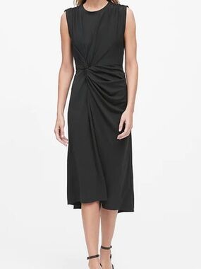 BANANA REPUBLIC Twist-Front Midi black dress